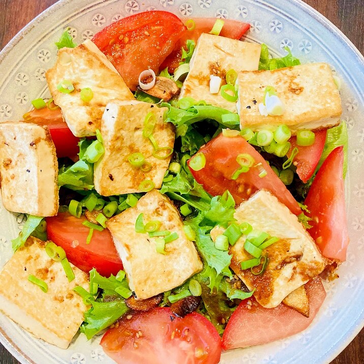 豆腐ソテーと野菜の焼き肉のタレサラダ